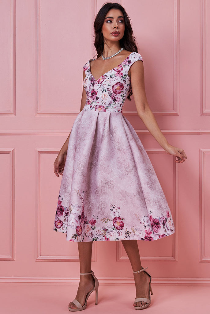 Sweetheart Floral Midi Dress Goddiva