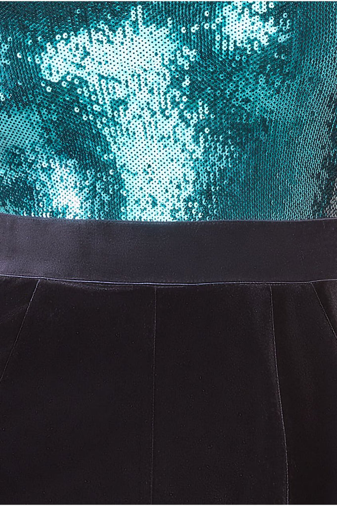 Liquid Sequin Jumpsuit With Corsage Goddiva