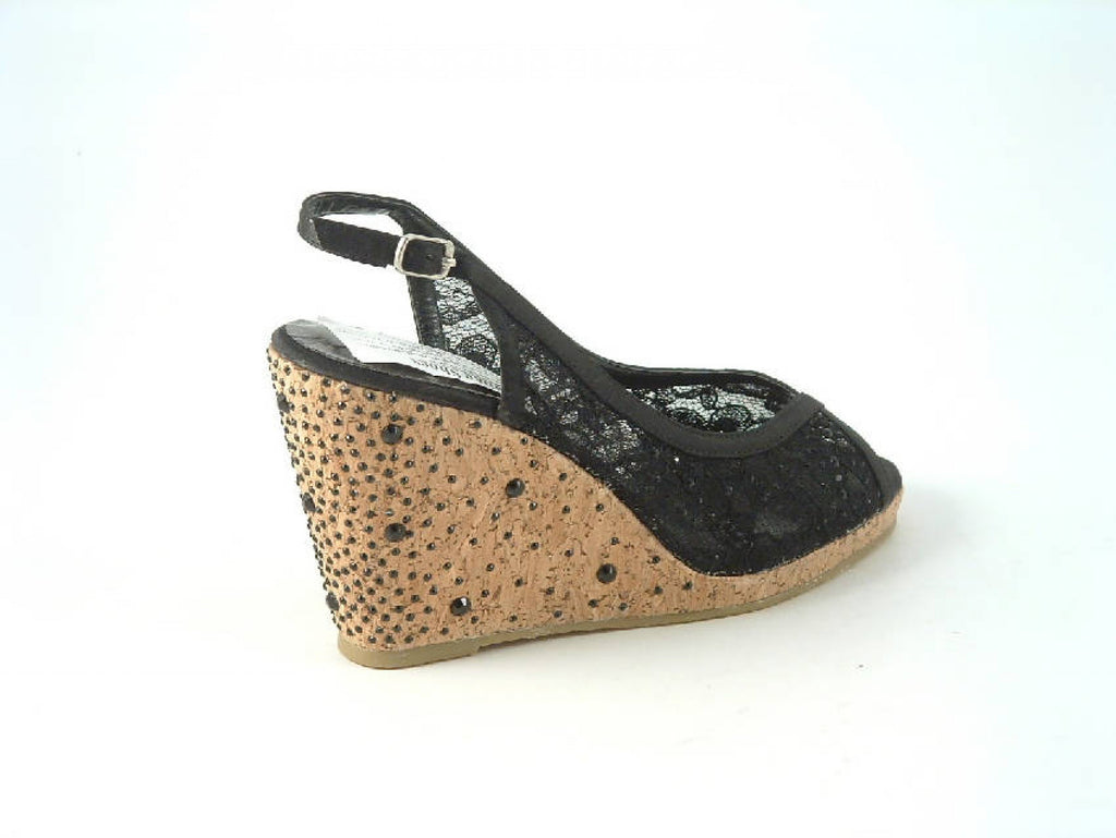 Glitz Shoes Diamante Satin Platform Wedge Sandals Glitz Shoes