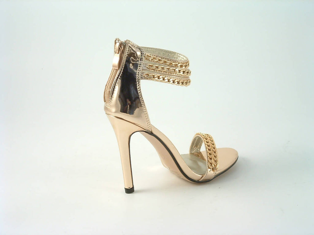 Glitz Shoes Metallic Chain Barely There Sandal Divine Glitz Shoes
