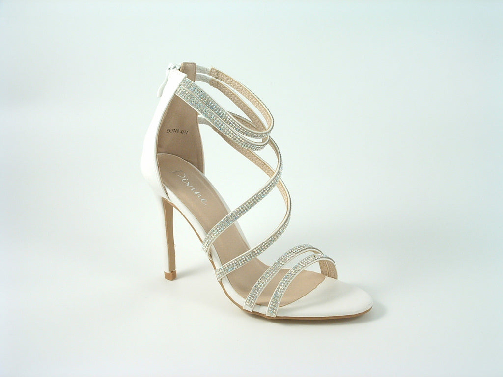 Divine Doubled Strap Diamante Sandals Glitz Shoes