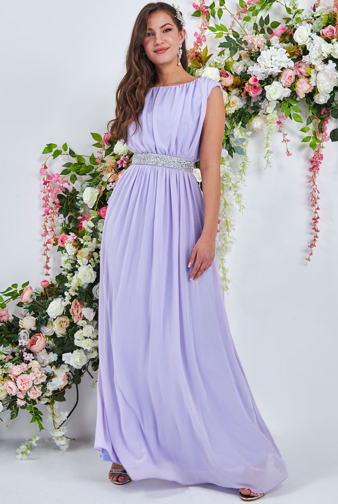 Chiffon Maxi with Embellished Belt Goddiva