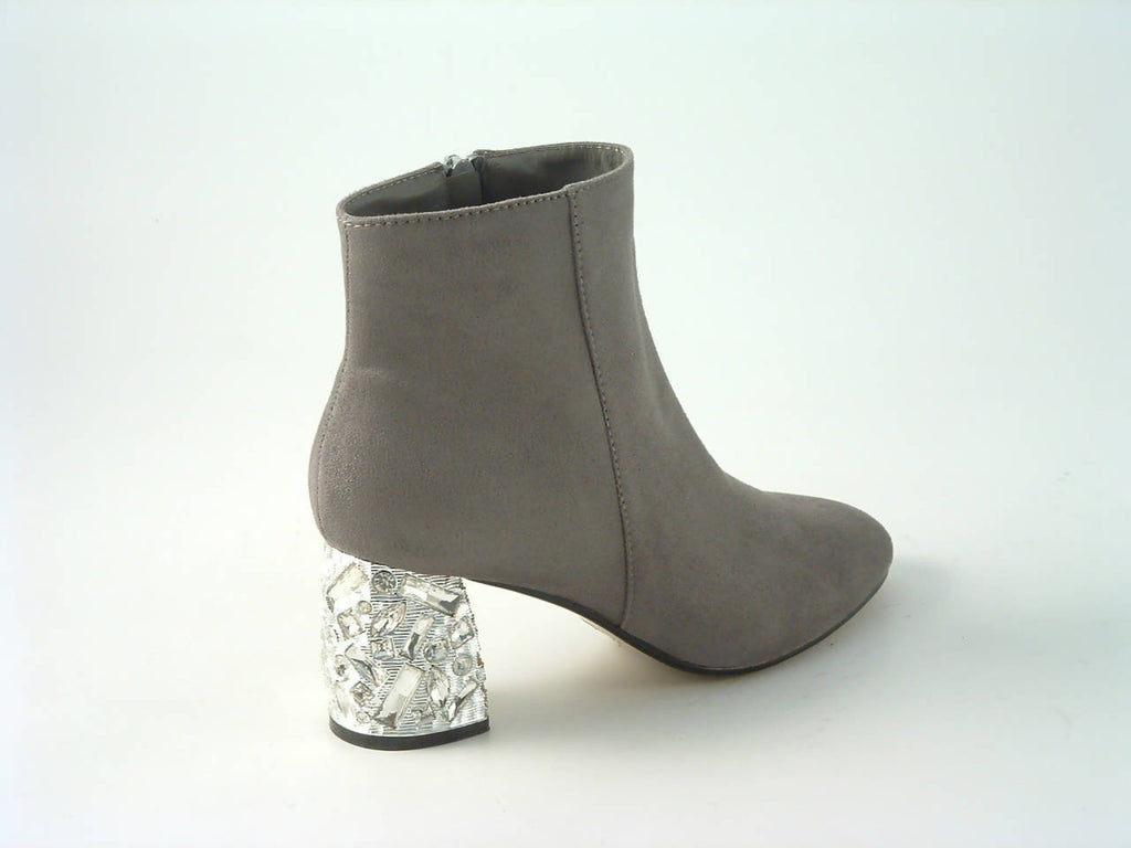 Glitz Shoes Sabatiné Glitter Heel Suede Ankle Boot Glitz Shoes