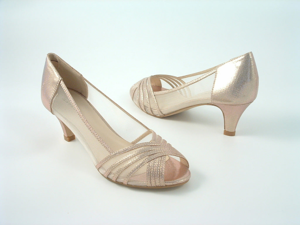 Glitz Shoes Metallic Mesh Peep Toe Sling Back Court Shoe Glitz Shoes