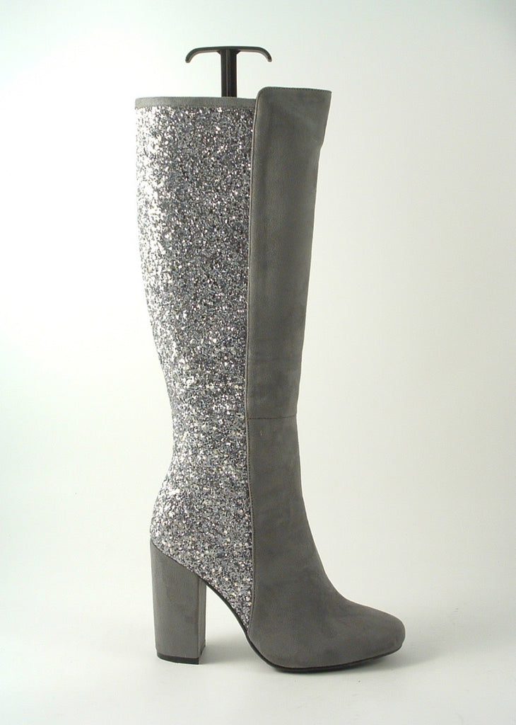 Glitz Shoes Tall Glitter Panel High Heeled Boots Glitz Shoes