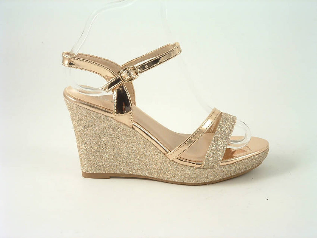 Glitz Shoes Divine High Heel Glitter Metallic Wedge Sandal Glitz Shoes