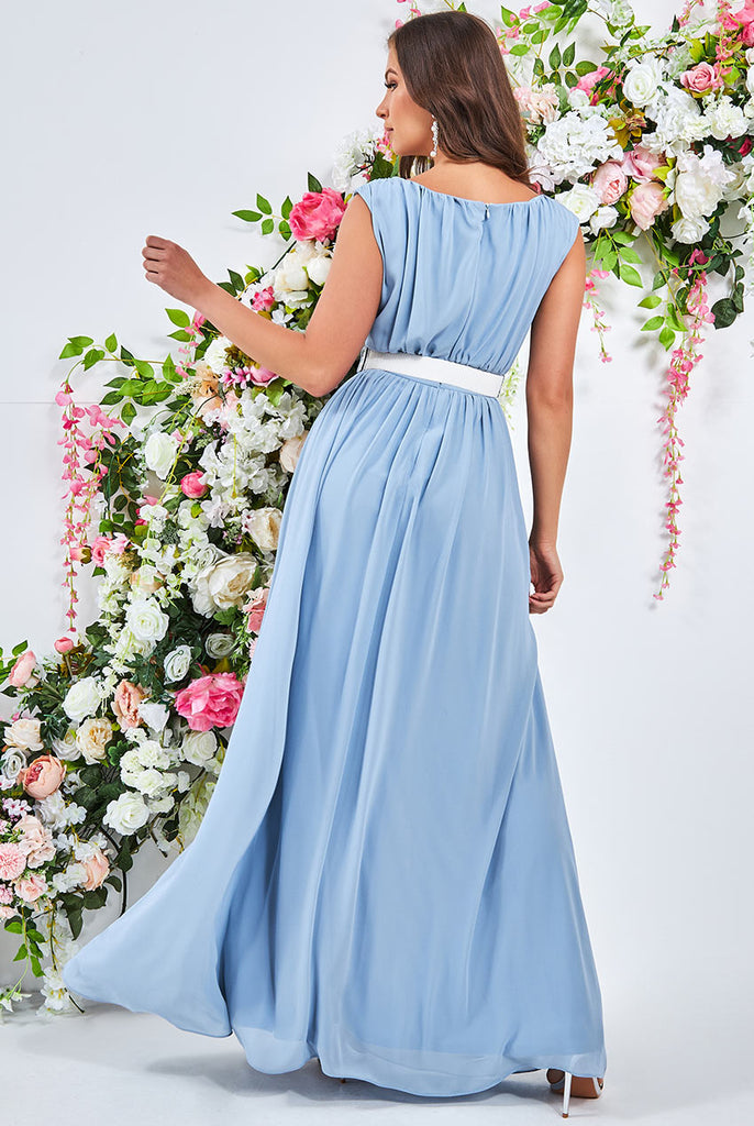 Chiffon Maxi with Embellished Belt Goddiva