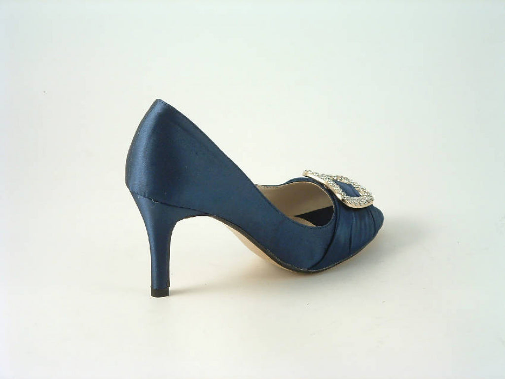 Glitz Shoes Satin Low Heel Peep Toe Court Shoe Glitz Shoes