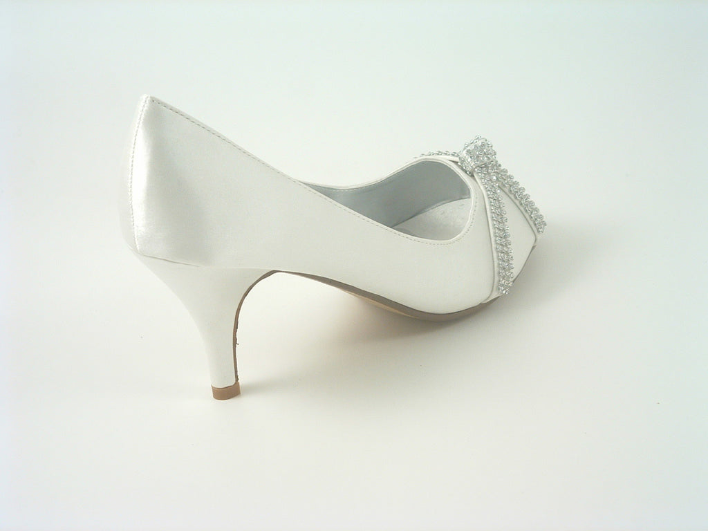 Diamante Metallic Peep Toe Court Shoe Glitz Shoes