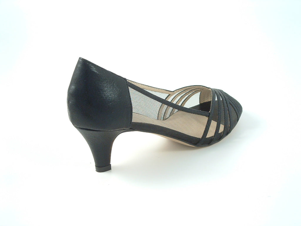 Glitz Shoes Metallic Mesh Peep Toe Sling Back Court Shoe Glitz Shoes