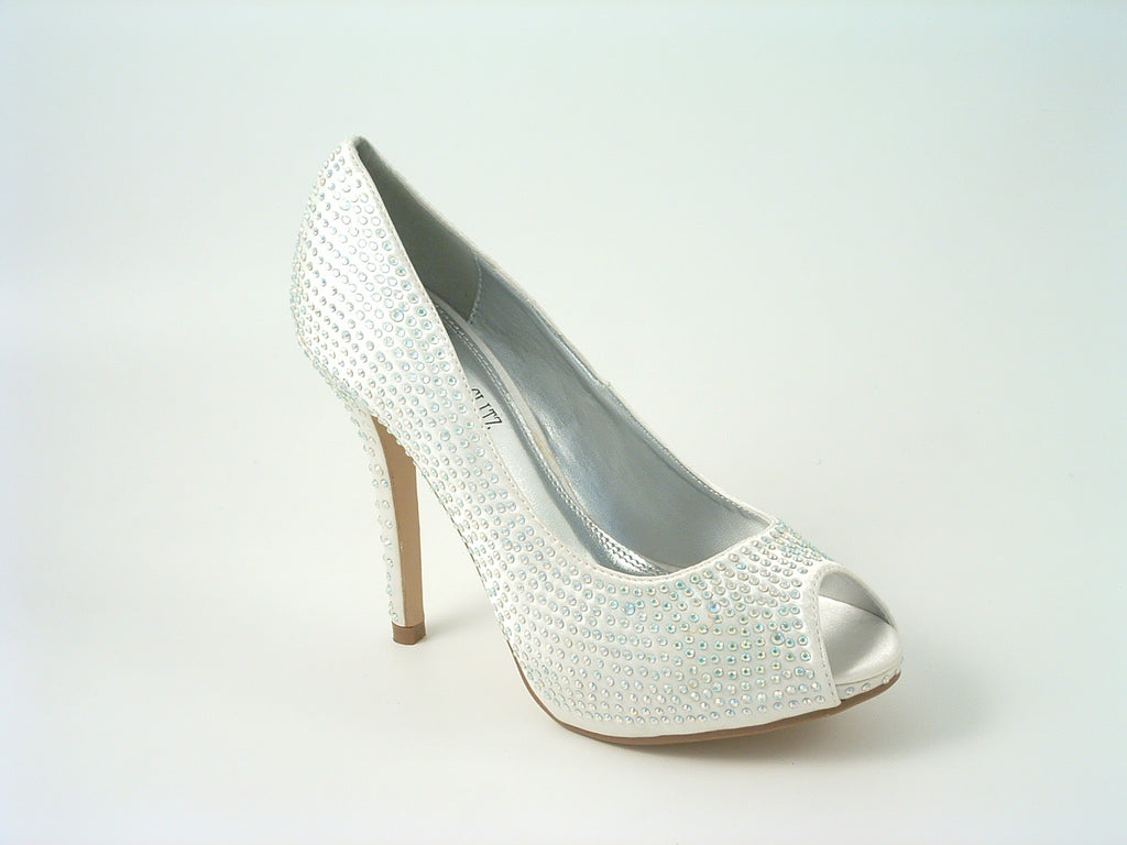 Diamante Peep Toe Court Shoe Glitz Shoes