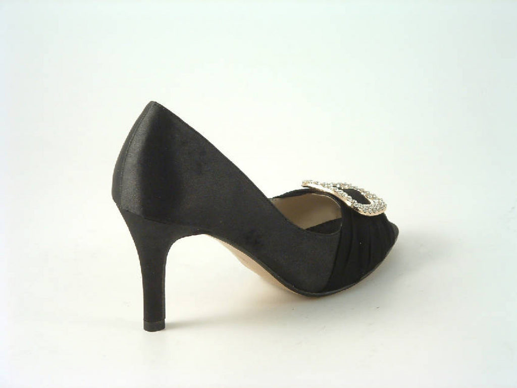 Glitz Shoes Satin Low Heel Peep Toe Court Shoe Glitz Shoes