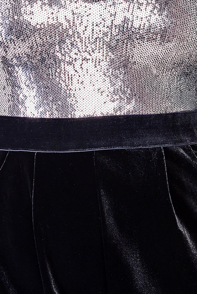 Liquid Sequin Jumpsuit With Corsage Goddiva