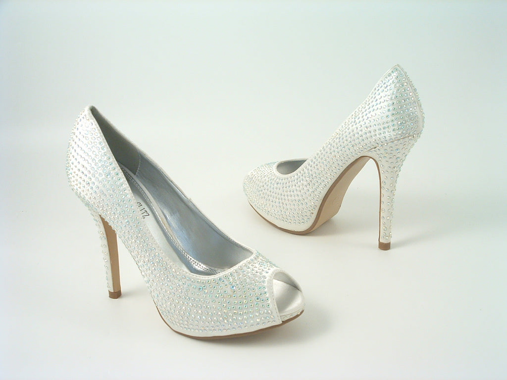 Diamante Peep Toe Court Shoe Glitz Shoes