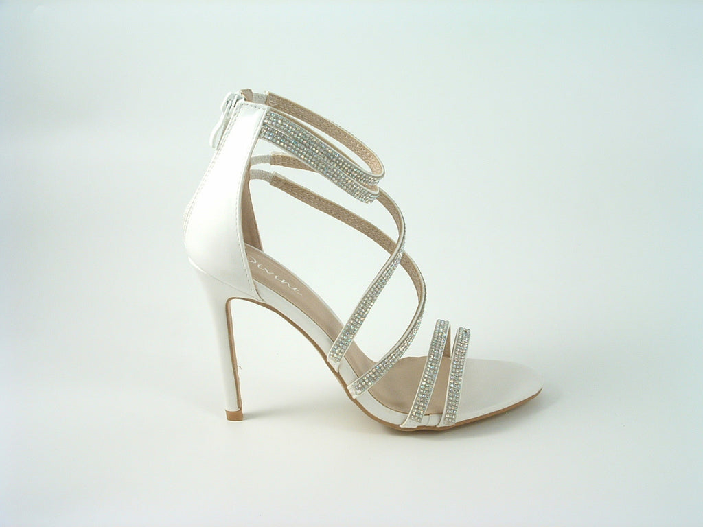 Divine Doubled Strap Diamante Sandals Glitz Shoes