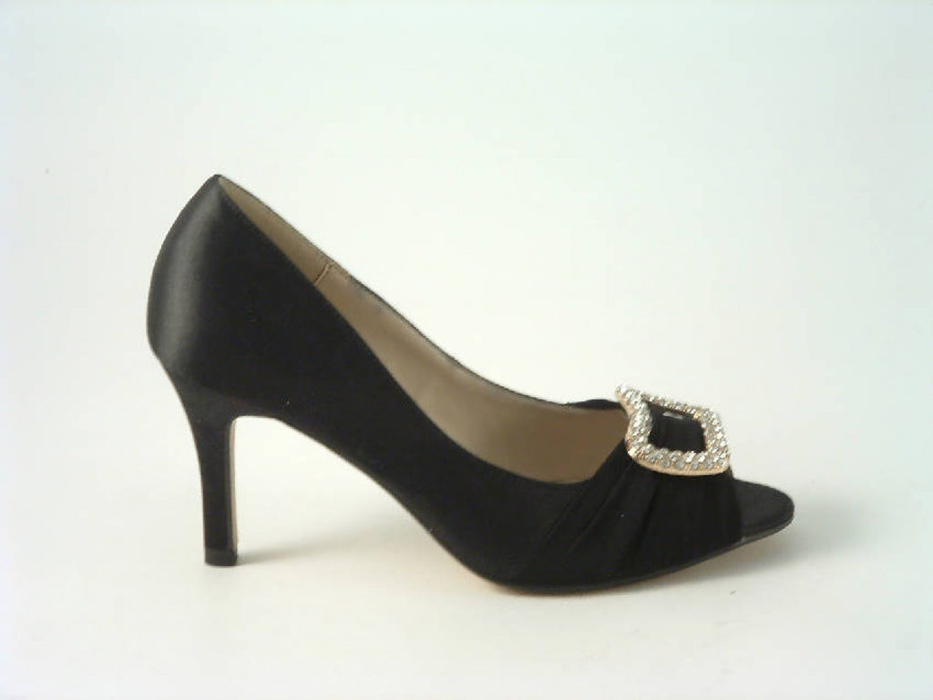 Glitz Shoes Satin Low Heel Peep Toe Court Shoe Glitz Shoes