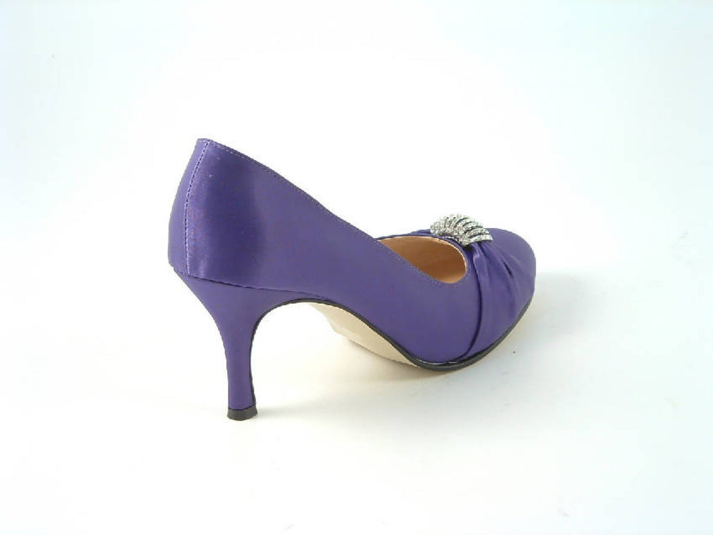 Glitz Shoes Diamante Purple Satin Mid Heel Court Shoe Glitz Shoes