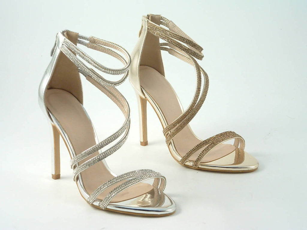 Glitz Shoes Divine Doubled Strap Diamante Sandals Glitz Shoes