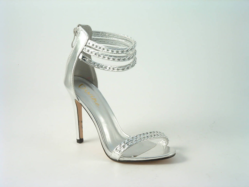 Glitz Shoes Metallic Chain Barely There Sandal Divine Glitz Shoes
