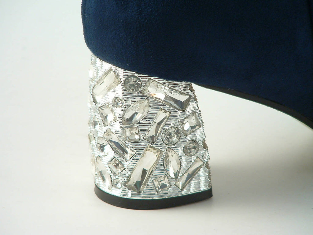 Glitz Shoes Sabatiné Glitter Heel Suede Ankle Boot Glitz Shoes