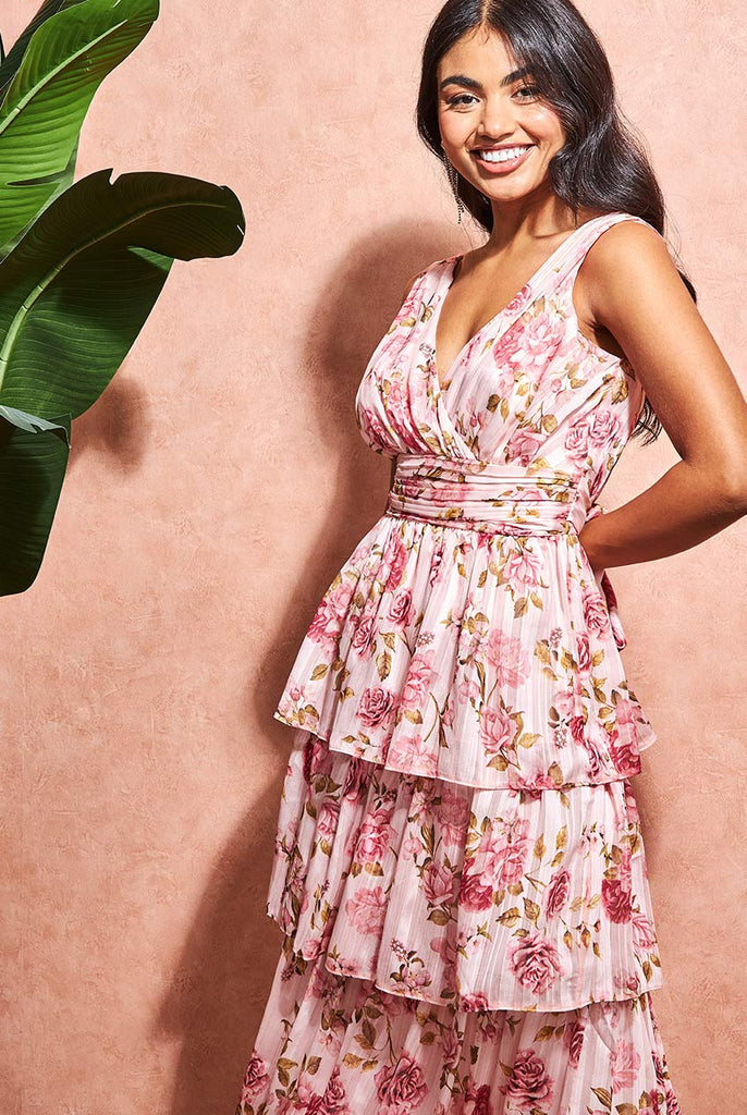 MULTI LAYERED CHIFFON MAXI DRESS Goddiva