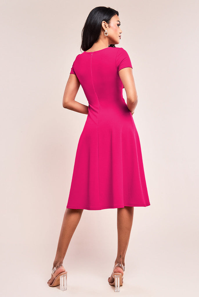 Scuba Crepe Twist Cutout Midi Dress Goddiva