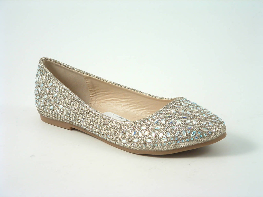 Glitz Shoes Divine Diamante Flat Ballerina Shoes Glitz Shoes