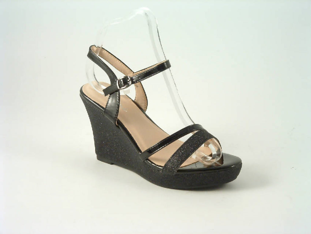Glitz Shoes Divine High Heel Glitter Metallic Wedge Sandal Glitz Shoes