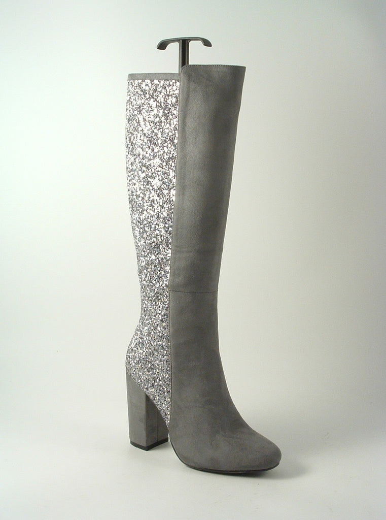 Glitz Shoes Tall Glitter Panel High Heeled Boots Glitz Shoes