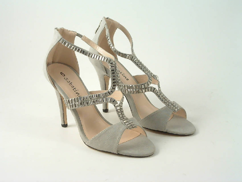 Glitz Shoes Sandal Faux Suede Pink, Grey Sabatiné High Heel Glitz Shoes
