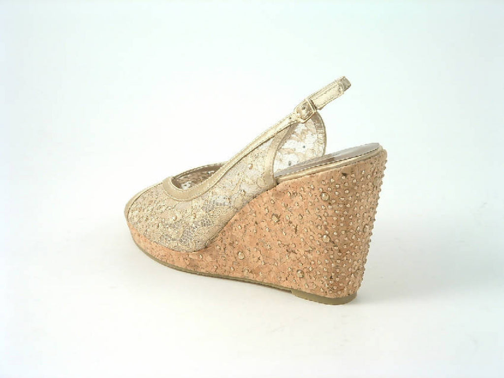 Glitz Shoes Diamante Satin Platform Wedge Sandals Glitz Shoes