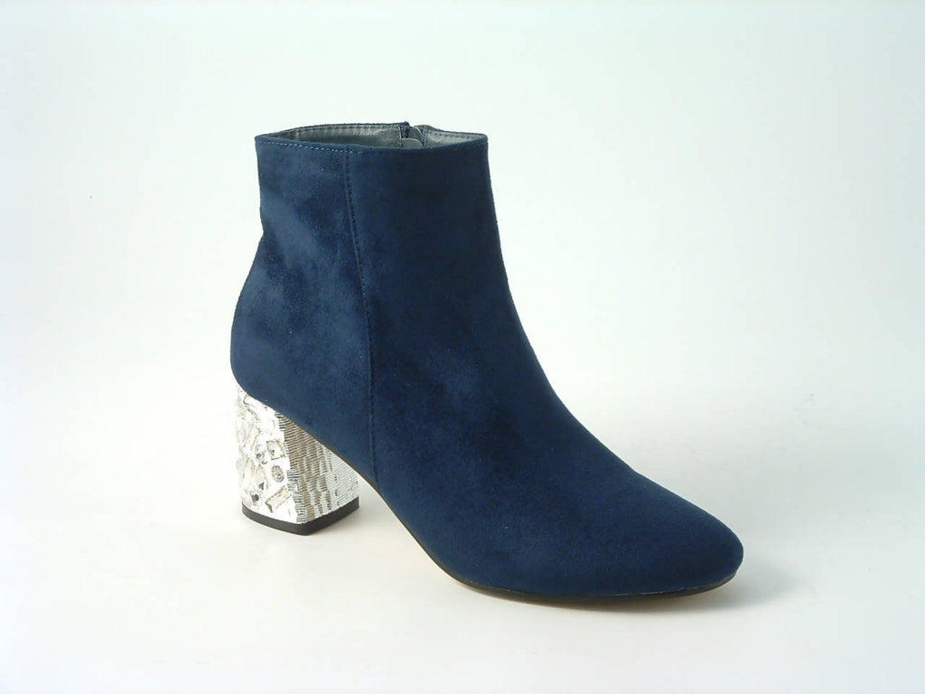 Glitz Shoes Sabatiné Glitter Heel Suede Ankle Boot Glitz Shoes