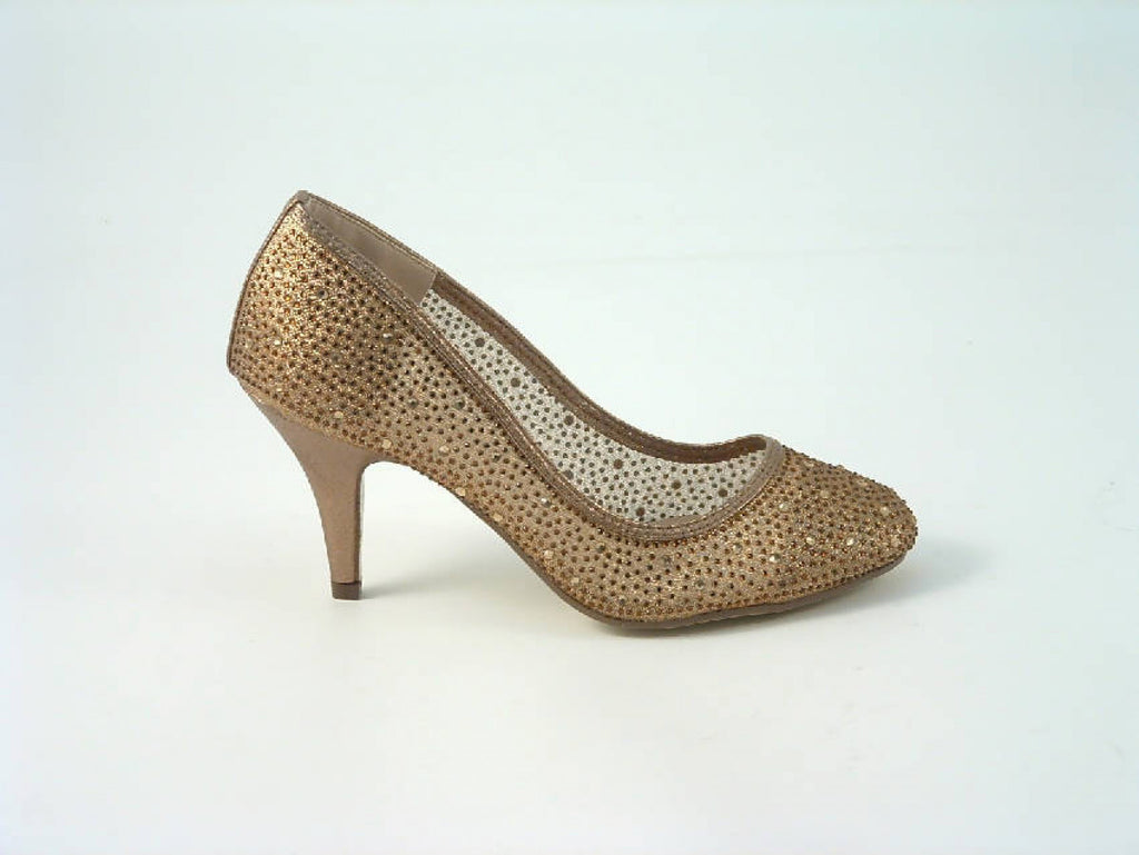 Glitz Shoes Diamante Round Toe Mid Heel Court Shoe Glitz Shoes