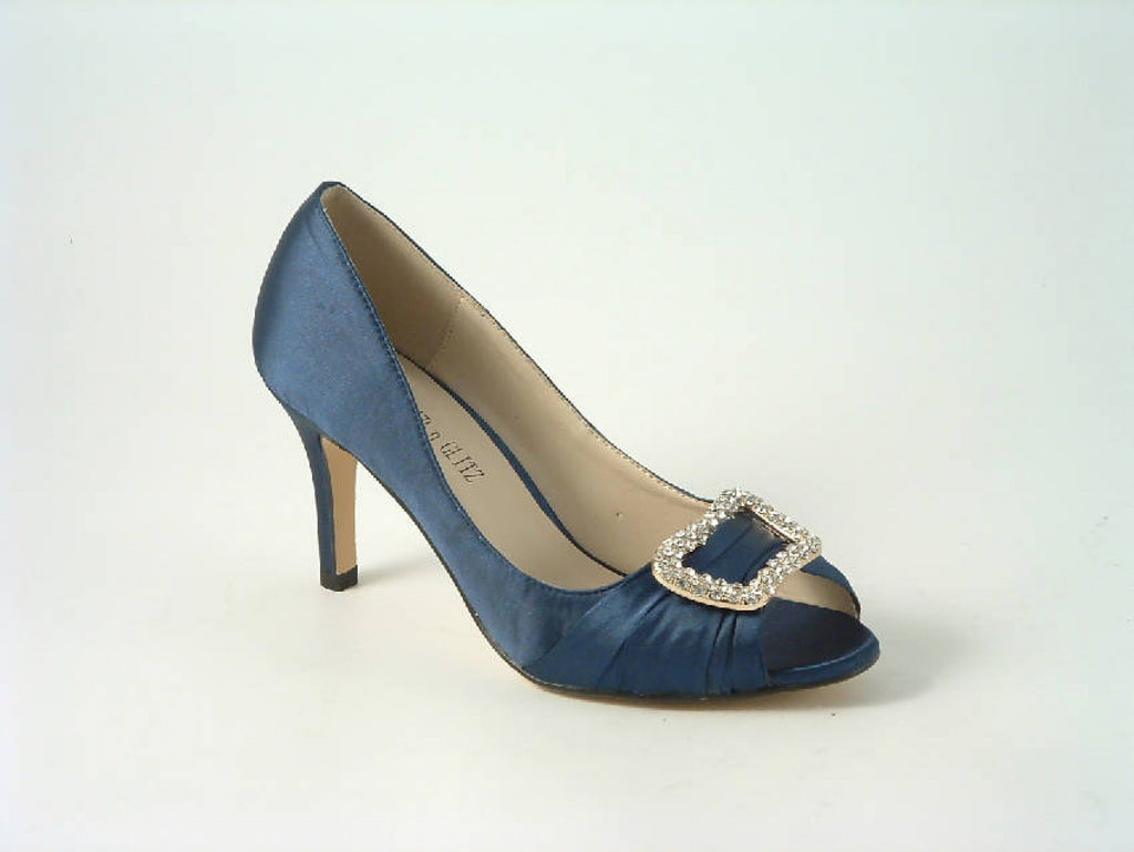 Glitz Shoes Satin Low Heel Peep Toe Court Shoe Glitz Shoes