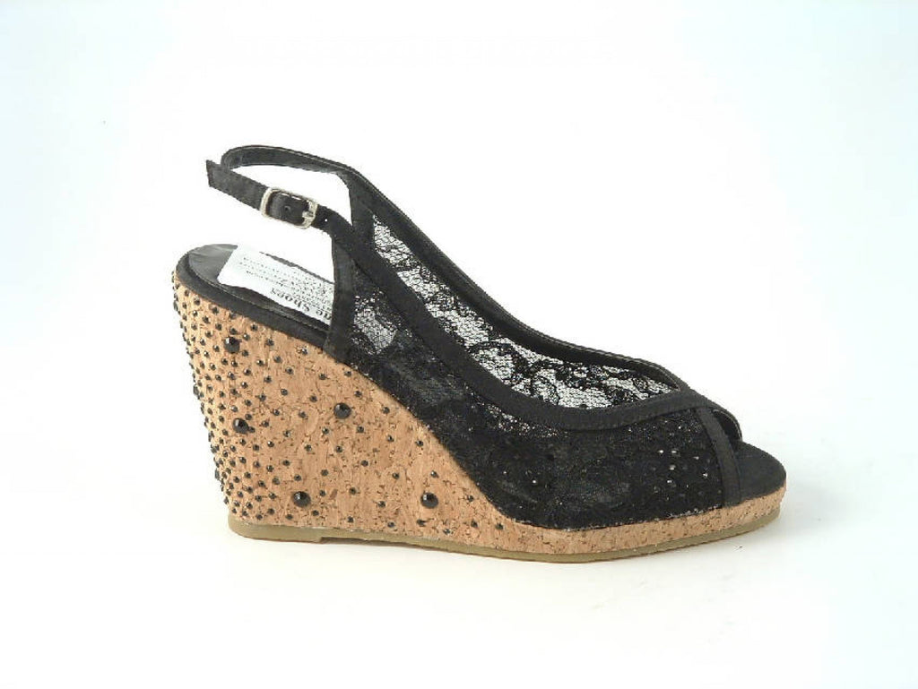Glitz Shoes Diamante Satin Platform Wedge Sandals Glitz Shoes