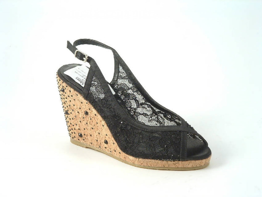 Glitz Shoes Diamante Satin Platform Wedge Sandals Glitz Shoes