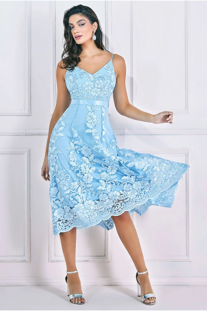 Dipped Hem Sleeveless Lace Midi Goddiva