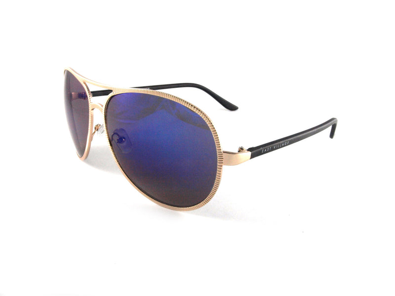 East Village Beveled Edge 'jagger' Aviator In Light Gold & Black East Village