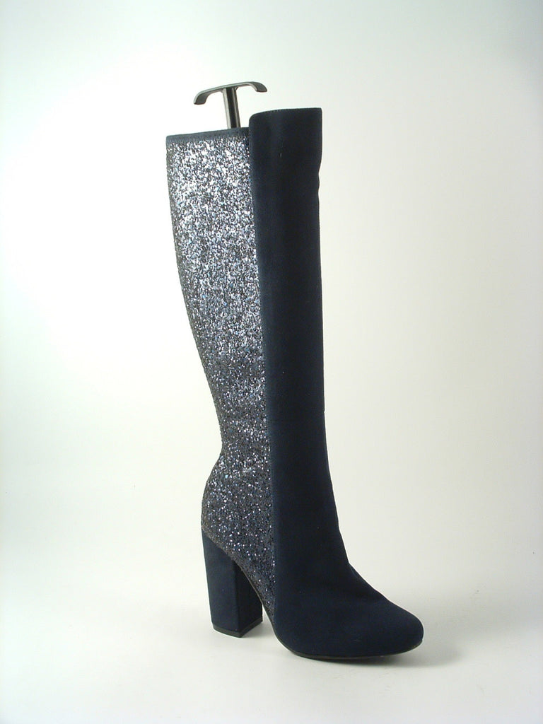 Glitz Shoes Tall Glitter Panel High Heeled Boots Glitz Shoes