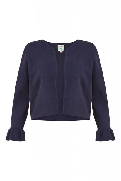 Yumi Navy Stripe Knit Relaxed Fit Cardigan