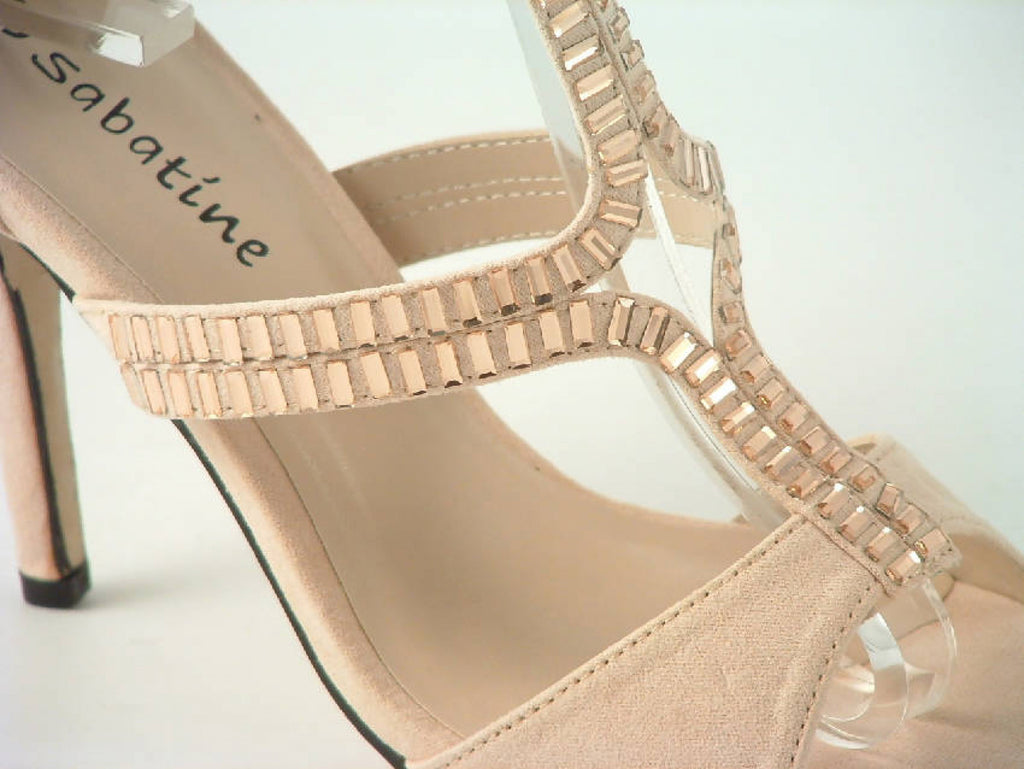 Glitz Shoes Sandal Faux Suede Pink, Grey Sabatiné High Heel Glitz Shoes