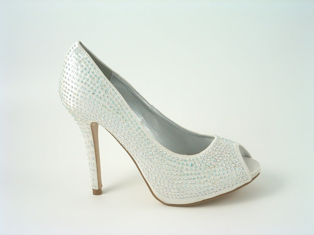 Diamante Peep Toe Court Shoe Glitz Shoes