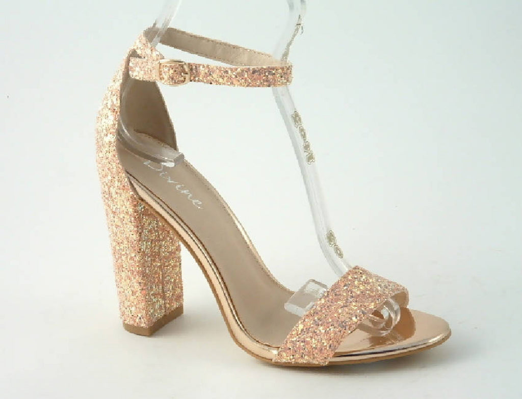 Glitz Shoes Divine Block High Heel Glitter Sandal Glitz Shoes