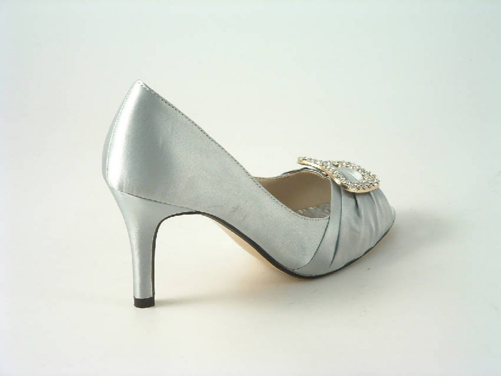 Glitz Shoes Satin Low Heel Peep Toe Court Shoe Glitz Shoes