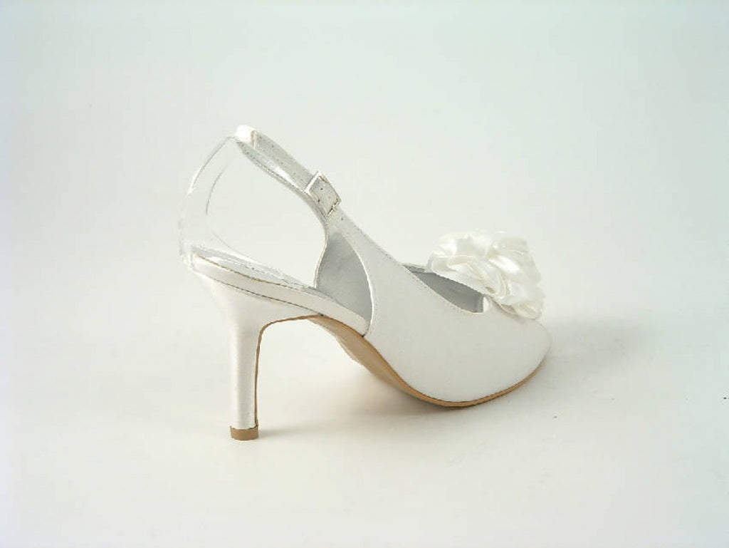 Glitz Shoes Glitz Occasions Ivory Satin Peep Toe Slingback Glitz Shoes