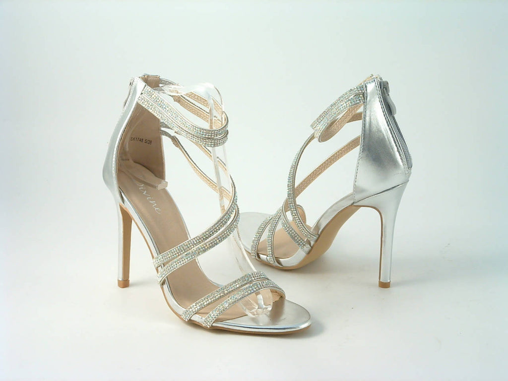 Glitz Shoes Divine Doubled Strap Diamante Sandals Glitz Shoes