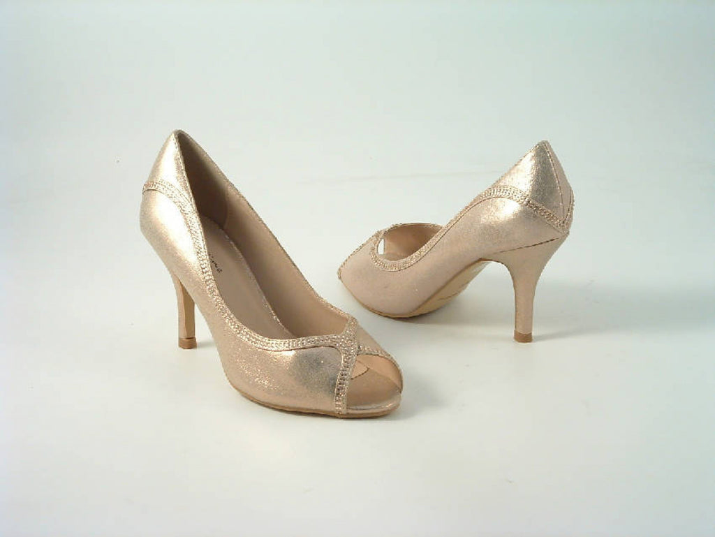 Glitz Shoes Diamante Metallic Peep Toe Court Shoe- Sabatiné F88 Glitz Shoes