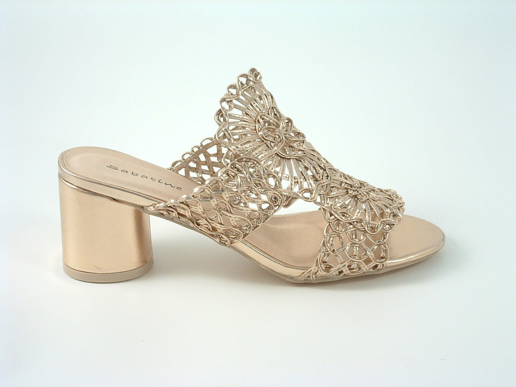 Glitz Shoes Sabatine Interweave Mesh Peep Toe Mid Heel Sandal Glitz Shoes