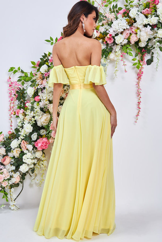 Draped Off The Shoulder Chiffon Maxi Dress Goddiva