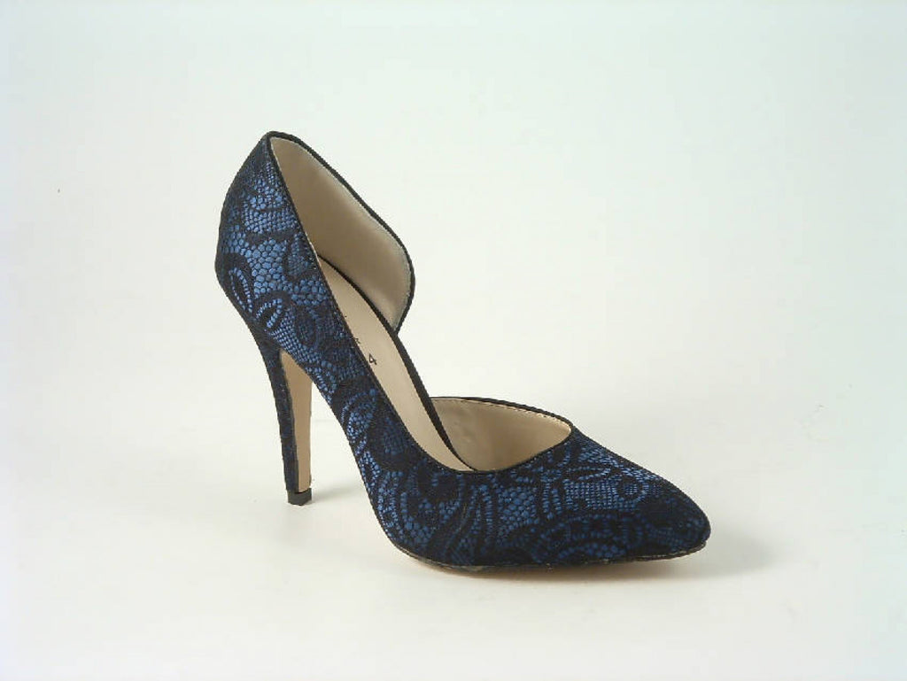 Glitz Shoes Lace Satin Open Waist High Heel Court Shoe Glitz Shoes
